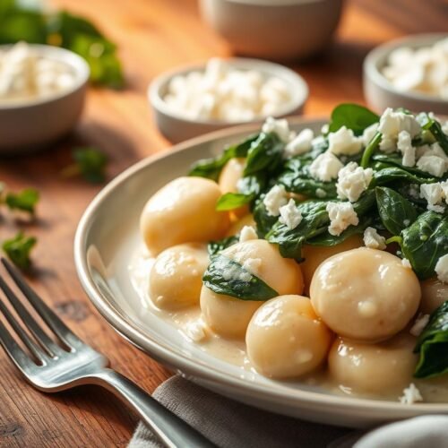 Creamy Gnocchi with Spinach and Feta Recipe